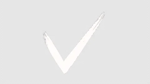 White checkmark for approval and selection on a black screen. Video stock 303011373