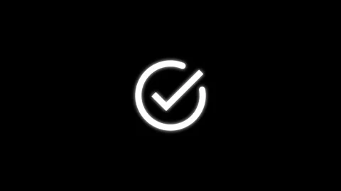 White Checkmark Tick Animation on Black Background Video stock 343661247