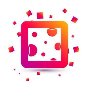 White Cheese icon isolated on white background. Square color button. Vector Stock Illustration