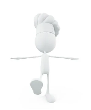 White chef character with balancing pose Stock Illustration