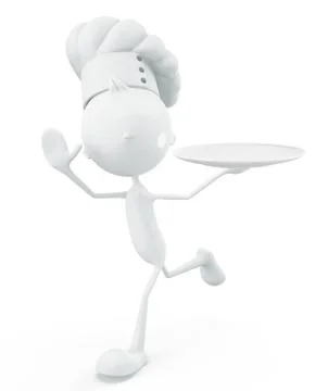 White chef character with dish Illustrazione stock