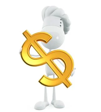 White chef character with dollar Illustrazione stock