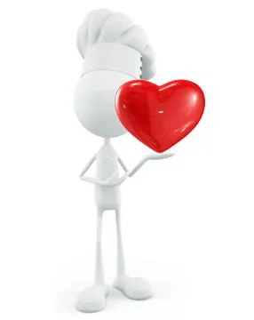 White chef character with heart Stockillustratie