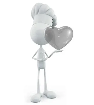 White chef character with heart Stock Illustration