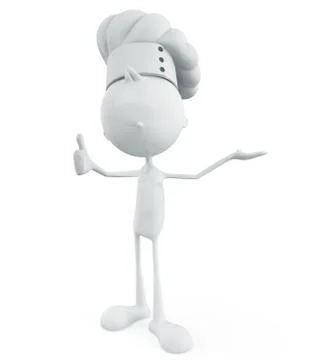 White chef character with presentation pose Stock Illustration