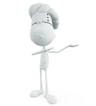 White chef character with presentation pose Stock Illustration