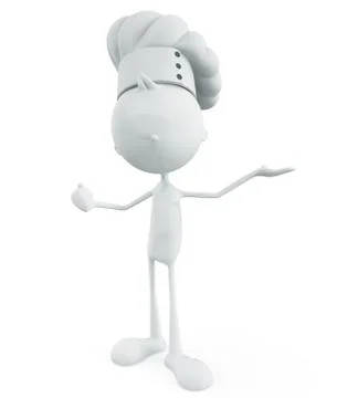 White chef character with presentation pose Stock Illustration