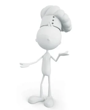 White chef character with presentation pose Stock Illustration