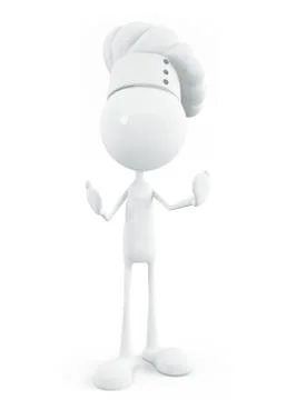 White chef character with presenting pose Stock Illustration