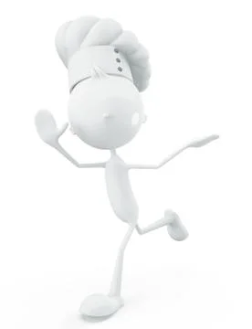 White chef character with running pose Stock Illustration
