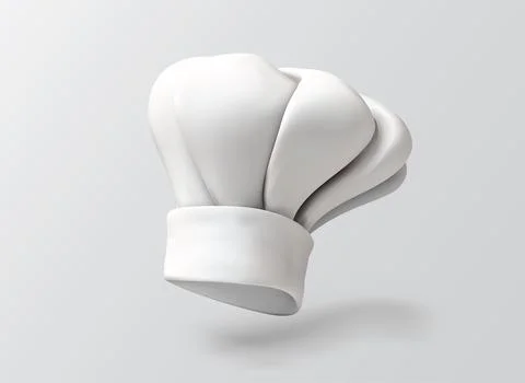 White chef hat 3D Vector icon Stock Illustration