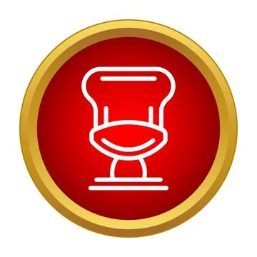 White chef hat icon on red gold button Stock Illustration