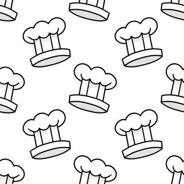 White chef head seamless textile print. repeat pattern background design Stock Illustration