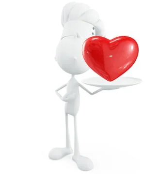 White chef with red heart Stock Illustration
