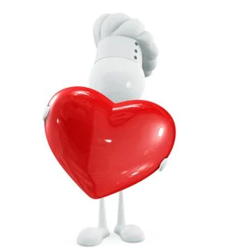 White chef with red herat Stock Illustration