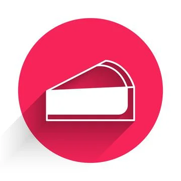 White Cherry cheesecake slice with fruit topping icon isolated with long shadow Illustrazione stock