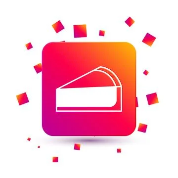 White Cherry cheesecake slice with fruit topping icon isolated on white Stock Illustration