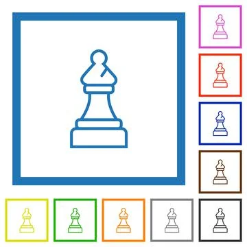 White chess bishop flat framed icons Stock Illustration