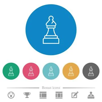 White chess bishop flat round icons Stock Illustration