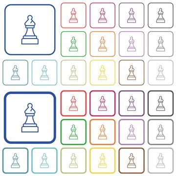 White chess bishop outlined flat color icons Stock Illustration