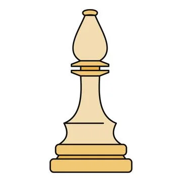 White chess bishop piece vector line drawing Stock Illustration