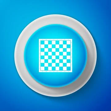 White Chess board icon isolated on blue background. Ancient Intellectual board Stock Illustration