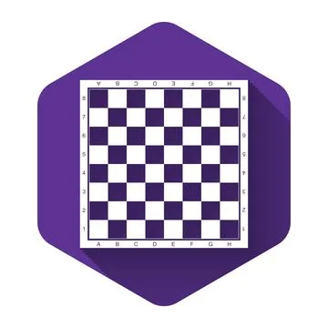 White Chess board icon isolated with long shadow. Ancient Intellectual board Stock Illustration
