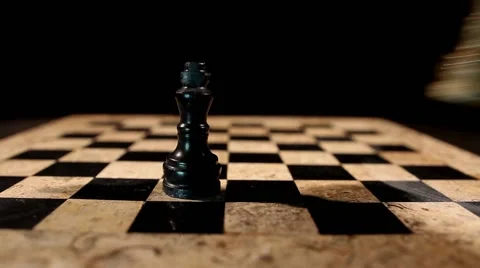 A white chess figure king overthrows a black king from the chess board 스톡 동영상 58416975