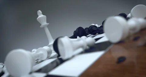 White chess king wins, 3D 360 degree loopable animation Stock Footage 103310315