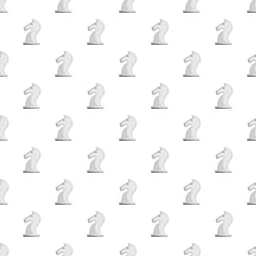 White chess knight pattern forming strategic background Stock Illustration