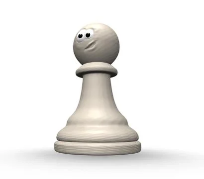 White chess pawn with comic face - 3d illustration Stock Illustration
