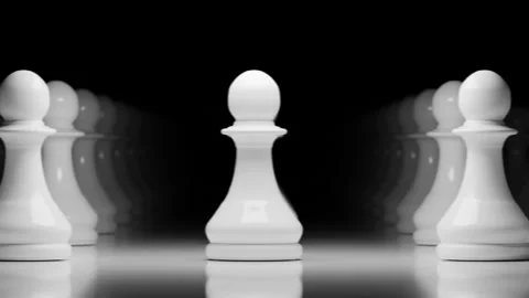 White Chess Pawns in Motion 3d render looping animation Stock Footage 299460042