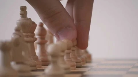 White chess pieces first move Stock Footage 132584491