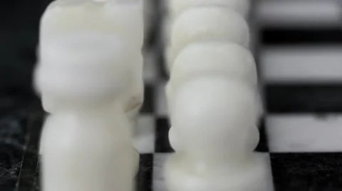 White Chess Pieces Forward Dolly Shot Stock Footage 7906677