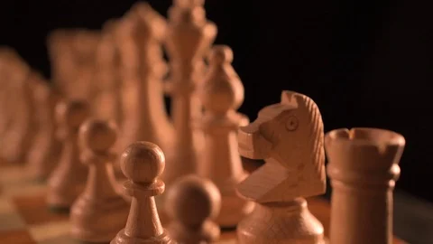 White chess pieces setup on board beginning strategy game Video stock 116270198