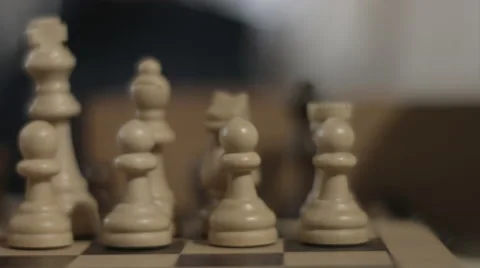 White Chess Pieces Slider Stock Footage 52390757