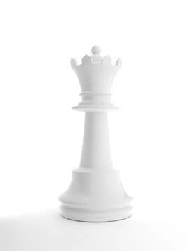 White  Chess Queen On White Background - 3D Illustration Rendering Stock Illustration