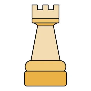 White chess rook piece representing strategy game Stock Illustration