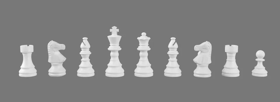 White Chess set, Clipping path, game, war, emulation and planning concept, .. Stock Illustration