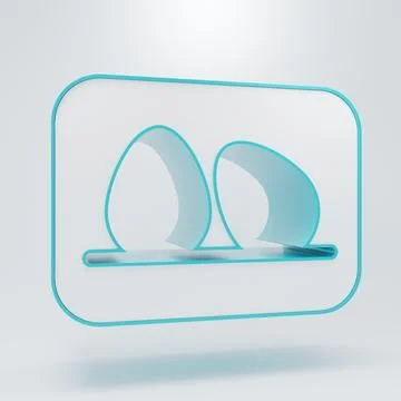 White Chicken egg icon isolated on grey background. Minimalism concept. 3D .. Stock Illustration
