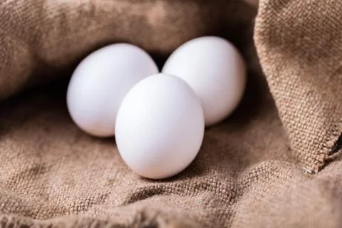 White chicken eggs closeup Stock Photos