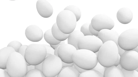 White chicken eggs falling from the top filling up the volume Stock Footage 270354689