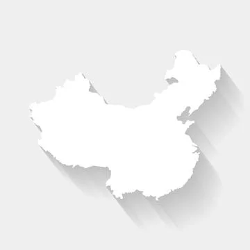 White China map on gray background, vector Stock Illustration