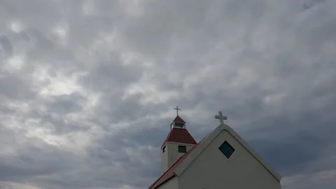White chirch with timelapse cloud  on the background 動画素材 157586154