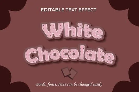 White Chocolate 3d editable text effect Illustrazione stock