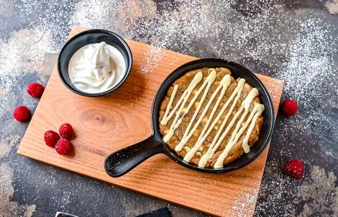 White Chocolate and Raspberry Cookie Dough with white chocolate, whipped cr.. Stock Photos