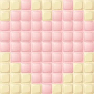 White chocolate bar square shape with sweetmeat strawberry flavor as heart .. Stock Illustration