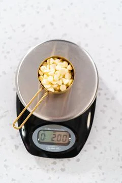 White chocolate chips Stock Photos