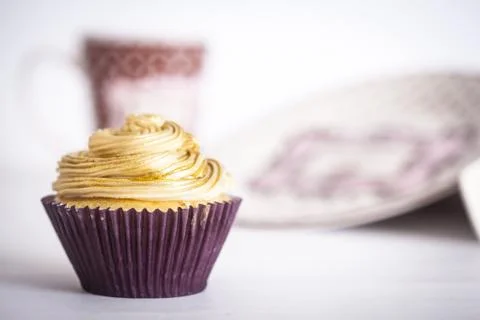 White chocolate cupcake Stock Photos