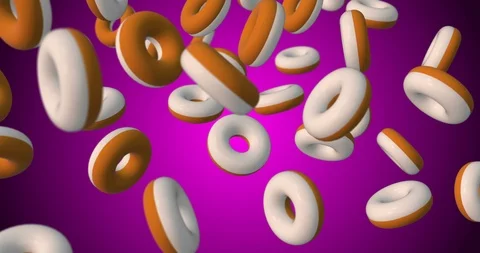 White chocolate donut falling Stock Footage 88819820